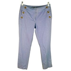 LOFT White & Blue Stripe Summer Coastal Sailor Curvy Skinny Ankle Pants Size 6